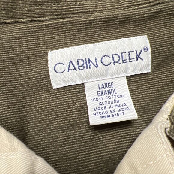 VINTAGE Cabin Creek Barn Chore Jacket Womens Large Beige Corduroy Collar 90s - Picture 3 of 8